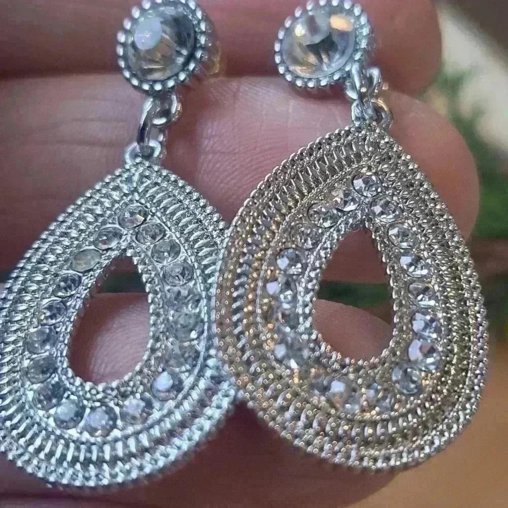 2/$20Holiday's Silver  Teardrop Dangle Earrings